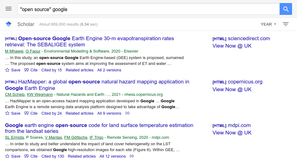 Google Scholar search for 