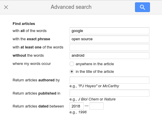 Google Scholar search for 