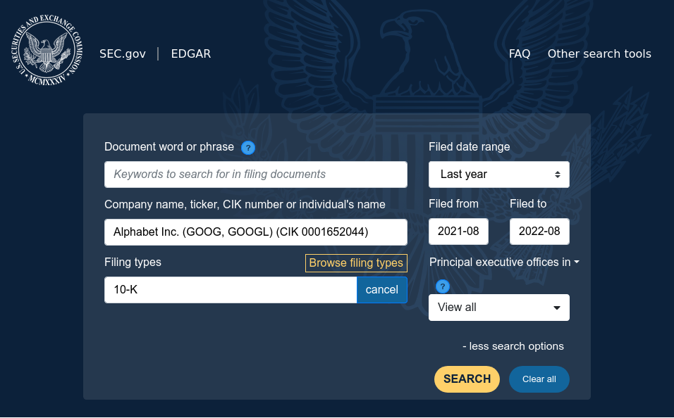 EDGAR Search for Alphabet Inc.